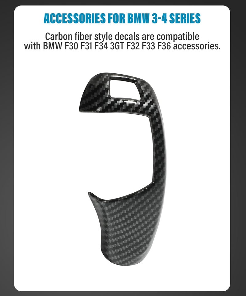 SUJADE YAKEFLY Carbon Fiber Car Gear Shift Knob Cover,Car Sticker Decals Gear Shift Knob Cover,Carbon Fiber Pattern for F20 F30 F31 F34 X5 F15 X6 F16 X3 F25 X4 F26 F1 Accessories - Image 2
